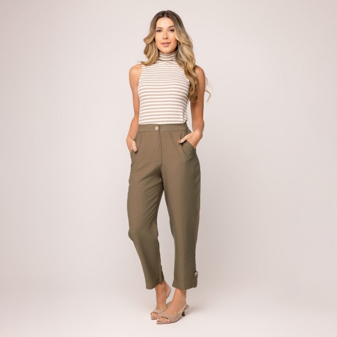 Blusa Canelada Gola Alta Alana