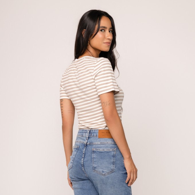 Blusa Canelada com Galão Sophia