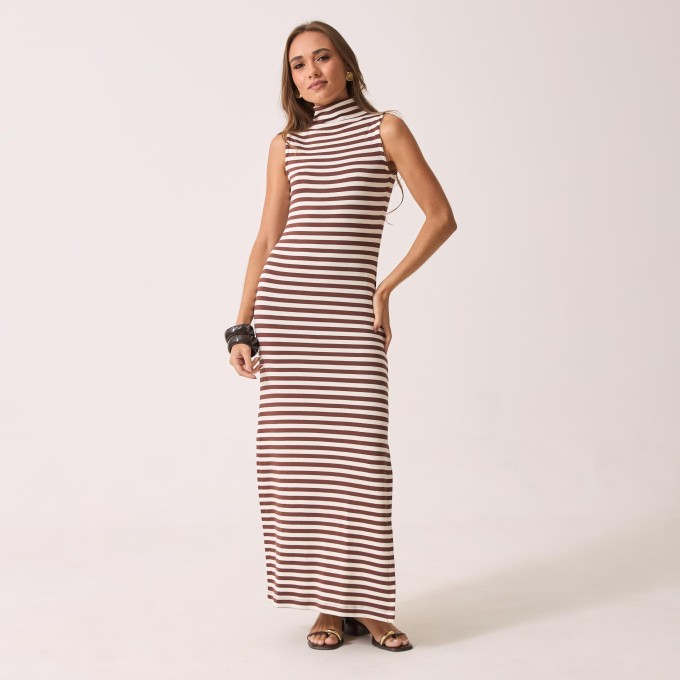 Vestido Malha Listrada Manuela